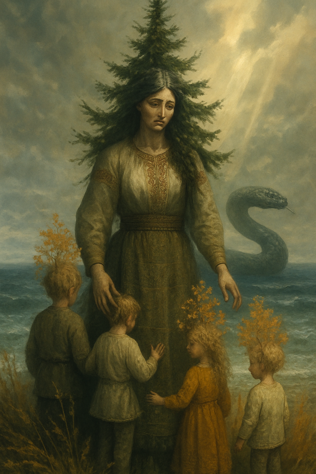 Eglė, královna užovek – AI ilustrace