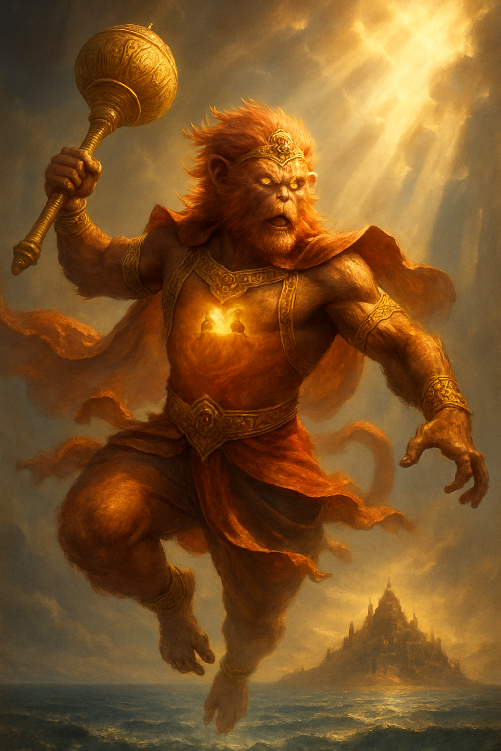 Hanumán – AI ilustrace
