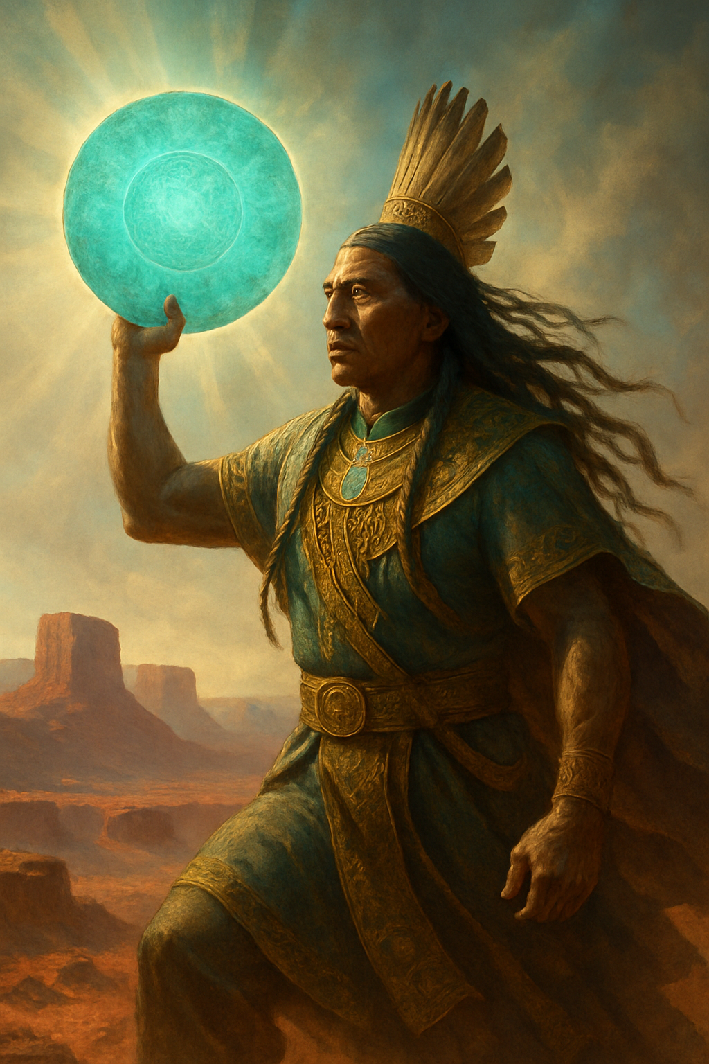 Jóhonaaʼéí (Slunce) – AI ilustrace